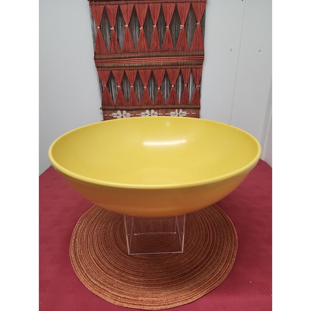 VTG MCM Miramar Melmac #7 XL Mustard Yellow Footed Serving Bowl 1960s Made In LA